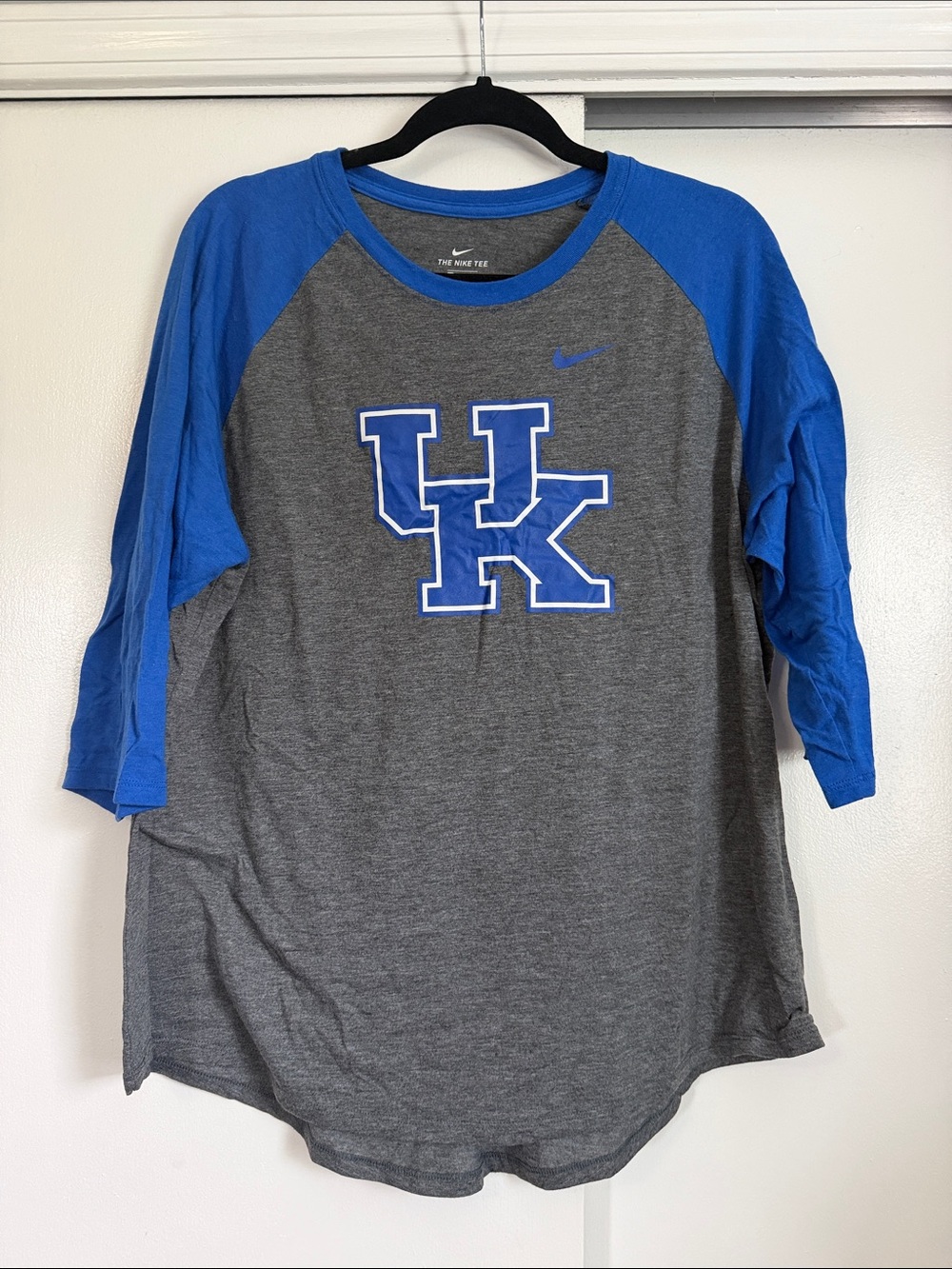 Nike Gray Tee with Royal Blue Neck Trim